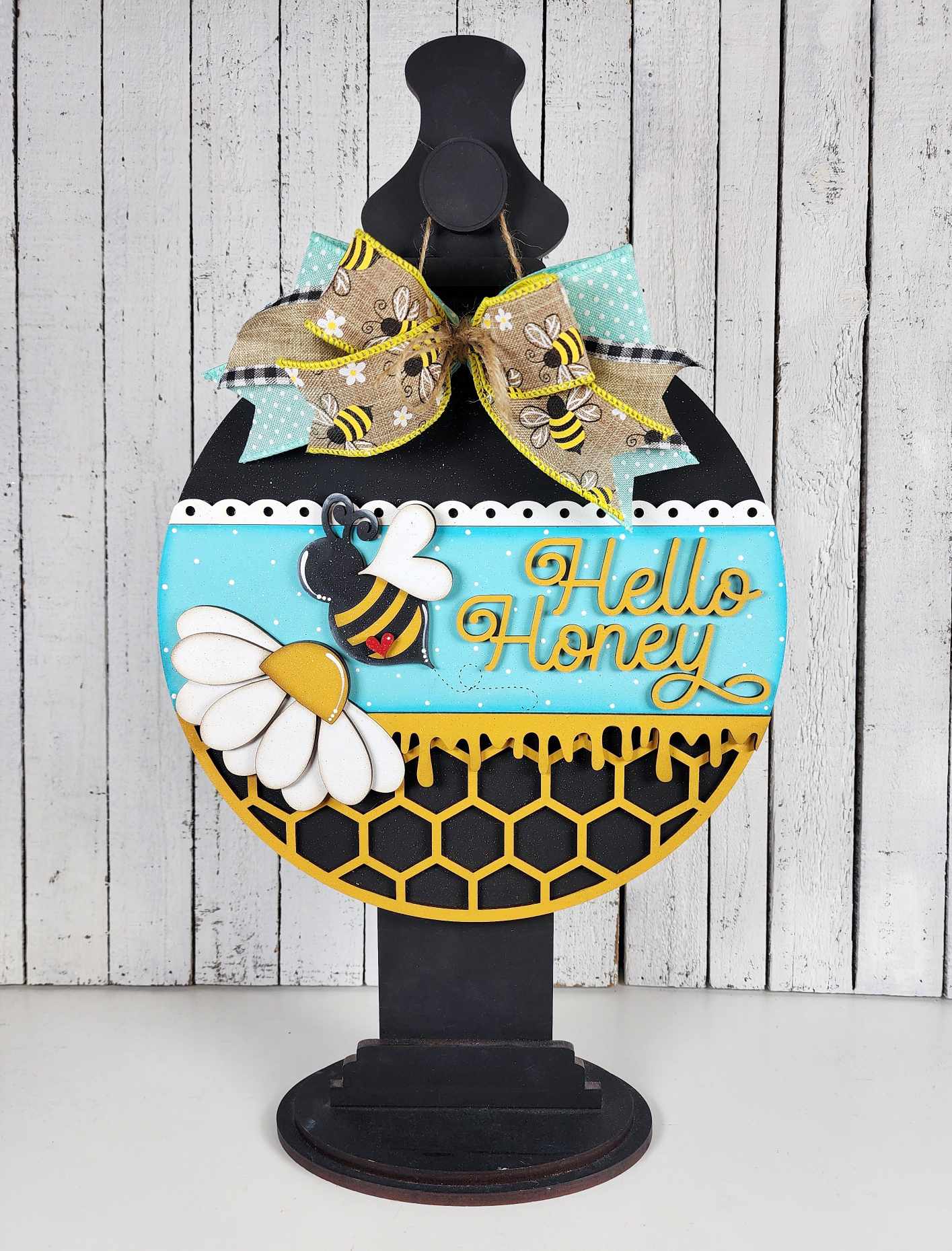 Bee Hello Honey Door Hanger DIY Kit – 18" Round Wood Craft