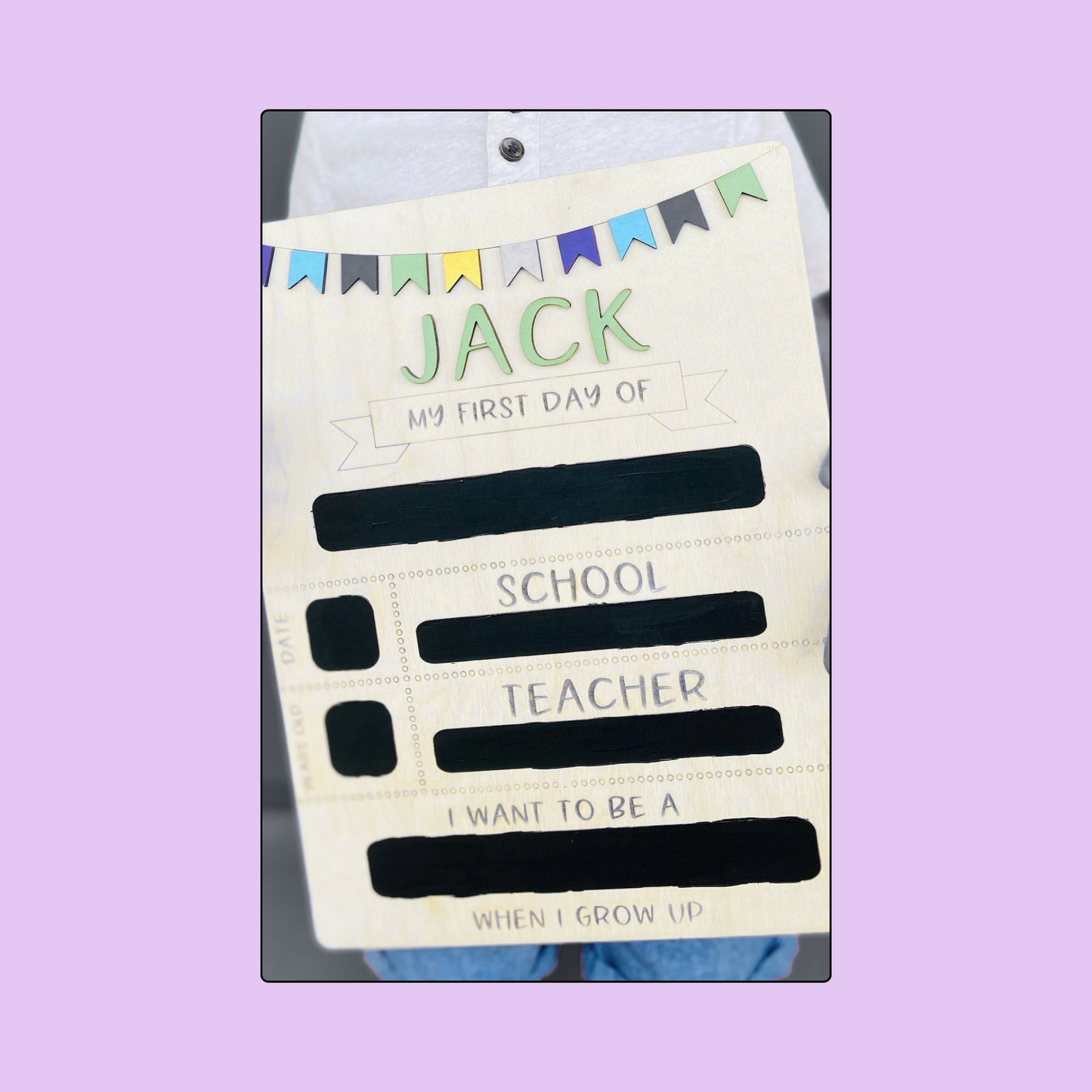 Personalized First | Last Day of School Picture Board (W)