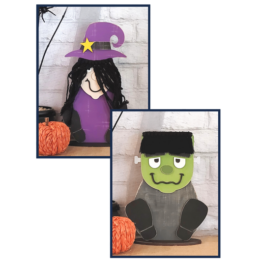 DIY Kit - Macrame Witch or Frankenstein Shelf Sitter