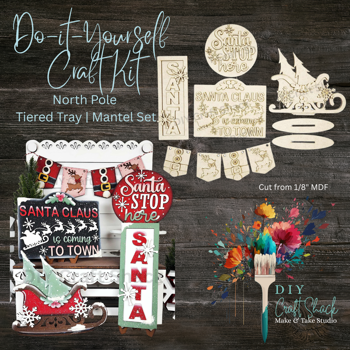 North Pole Tier Tray | Fireplace Mantel Set DIY Craft Kit