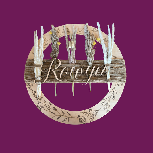 Personalized Boho Wall Sign with Dried Florals – Custom Last Name or Baby Nursery Decor