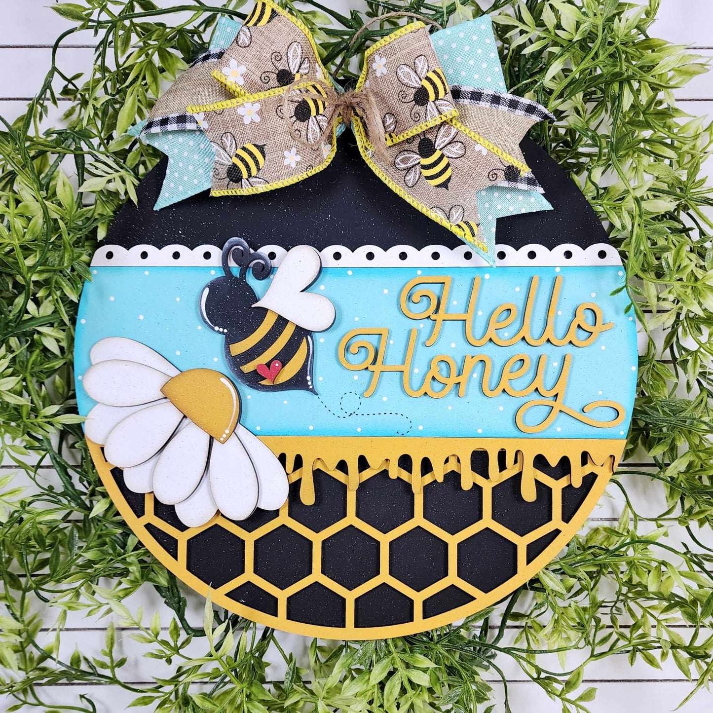 Bee Hello Honey Door Hanger DIY Kit – 18" Round Wood Craft