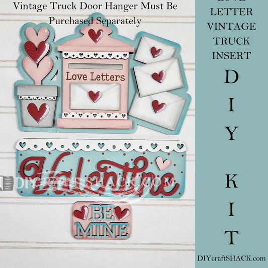 12" Vintage Truck Door Hanger w/Hearts & Letters Monthly Insert DIY Kit