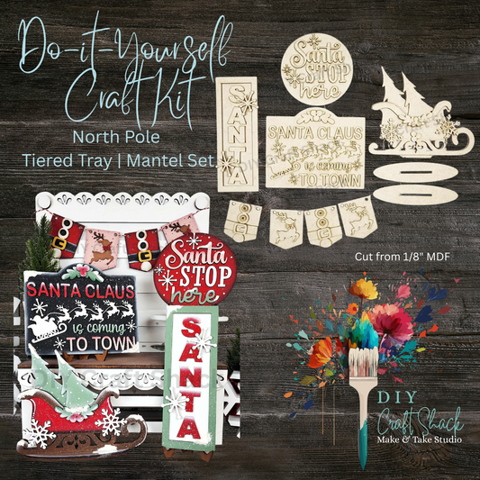 North Pole Tier Tray | Fireplace Mantel Set DIY Craft Kit